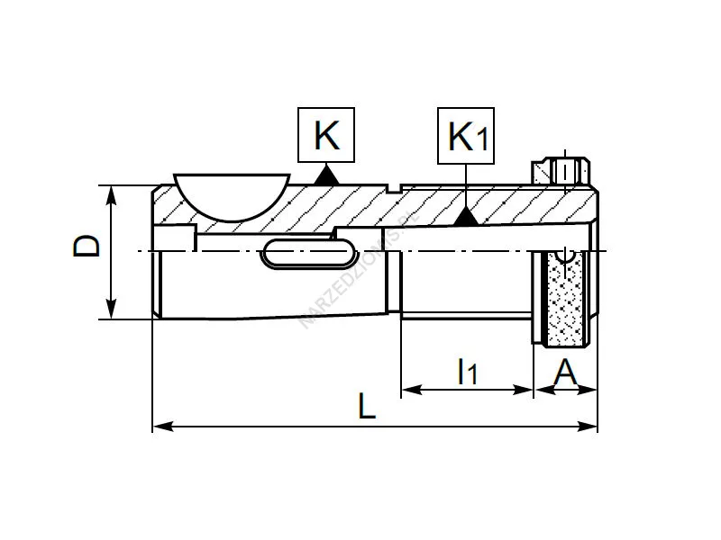 Rysunek techniczny: Tuleja redukcyjna krótka z chw. DIN 6327 na chw. Morse'a: T.1830 REG 16/MS1 - KOLNO
